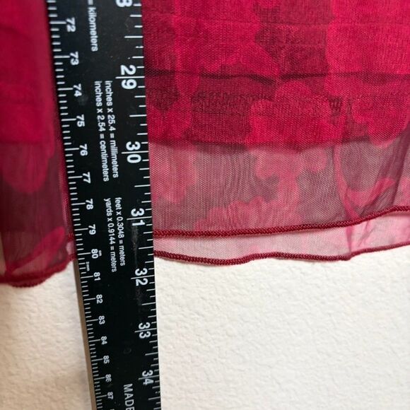 Sese Code Blouse Women's 2XL Red Lined Split Sleeve Floral Casual Shirt Top - Picture 6 of 9